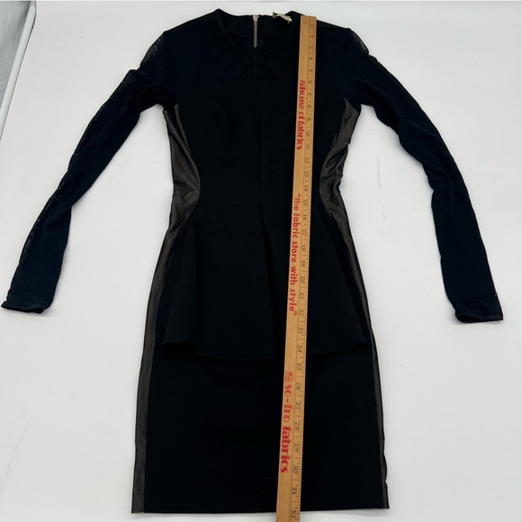 Torn by Ronny Kobo Black Long Mesh Sleeve Peplum Bodycon Dress Size Small - Picture 9 of 11